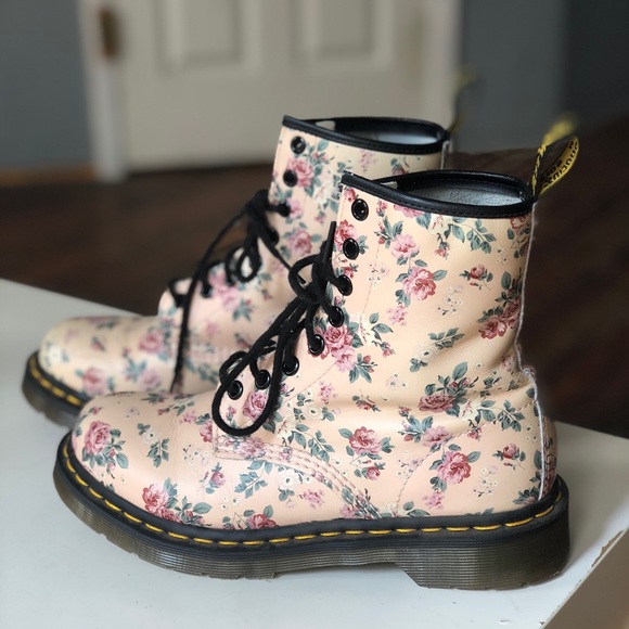 pink flower doc martens